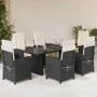Set de comedor de jardín 7 pzas y cojines ratán sintético negro de , Conjuntos de jardín - Ref: Foro24-3212486, Precio: 977,3...