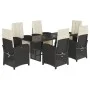Set de comedor de jardín 7 pzas y cojines ratán sintético negro de , Conjuntos de jardín - Ref: Foro24-3212486, Precio: 977,3...