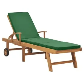 Sonnenliege mit Kissen massives Teakholz grün von vidaXL, Liegen - Ref: Foro24-48024, Preis: 193,03 €, Rabatt: %