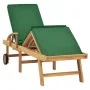 Tumbona con cojín madera maciza de teca verde de vidaXL, Tumbonas - Ref: Foro24-48024, Precio: 240,94 €, Descuento: %