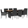 Set de comedor de jardín 9 pzas y cojines ratán sintético negro de , Conjuntos de jardín - Ref: Foro24-3213511, Precio: 659,3...
