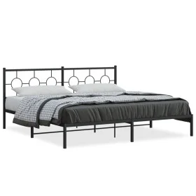 Bed frame with black metal headboard 193x203 cm by , Beds and slatted bases - Ref: Foro24-376232, Price: 109,66 €, Discount: %