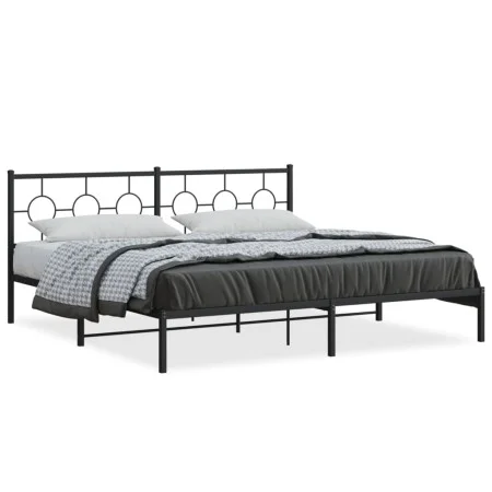 Bettgestell mit schwarzem Metallkopfteil 193x203 cm von , Betten und Lattenroste - Ref: Foro24-376232, Preis: 109,66 €, Rabat...