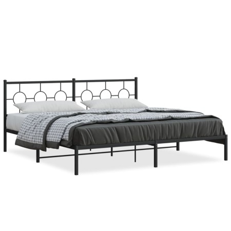 Estructura de cama con cabecero metal negro 193x203 cm de , Camas y somieres - Ref: Foro24-376232, Precio: 111,14 €, Descuent...