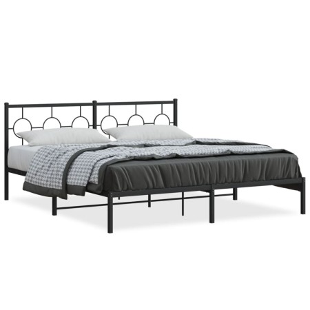 Estructura de cama con cabecero metal negro 180x200 cm de , Camas y somieres - Ref: Foro24-376230, Precio: 104,19 €, Descuent...