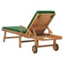 Sonnenliege mit Kissen massives Teakholz grün von vidaXL, Liegen - Ref: Foro24-48024, Preis: 244,52 €, Rabatt: %