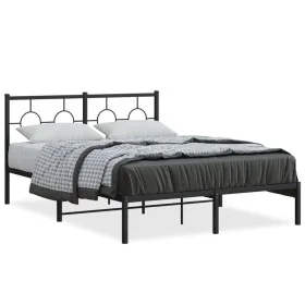 Estructura de cama con cabecero metal negro 140x190 cm de , Camas y somieres - Ref: Foro24-376226, Precio: 98,02 €, Descuento: %