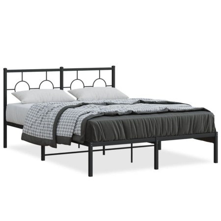 Bed frame with black metal headboard 140x190 cm by , Beds and slatted bases - Ref: Foro24-376226, Price: 99,40 €, Discount: %