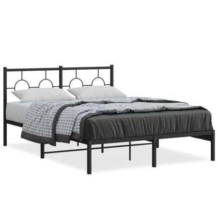 Bettgestell mit schwarzem Metallkopfteil 140x190 cm von , Betten und Lattenroste - Ref: Foro24-376226, Preis: 98,02 €, Rabatt: %