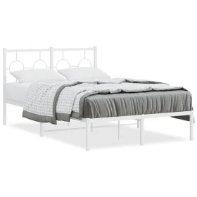 Metal bed frame with white headboard 120x190 cm by , Beds and slatted bases - Ref: Foro24-376272, Price: 92,48 €, Discount: %