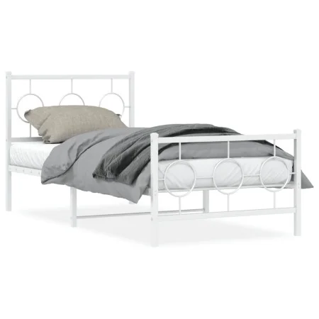 Metallbettgestell mit Kopf- und Fußteil weiß 90x190 cm von , Betten und Lattenroste - Ref: Foro24-376285, Preis: 71,86 €, Rab...