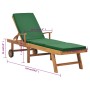 Solid teak wood sun lounger with green cushion by vidaXL, Loungers - Ref: Foro24-48024, Price: 244,52 €, Discount: %
