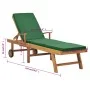 Tumbona con cojín madera maciza de teca verde de vidaXL, Tumbonas - Ref: Foro24-48024, Precio: 240,94 €, Descuento: %
