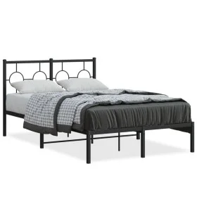Bed frame with black metal headboard 120x200 cm by , Beds and slatted bases - Ref: Foro24-376224, Price: 95,97 €, Discount: %