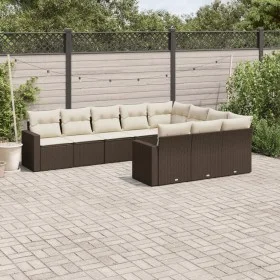 Garden sofa set 10 pieces and brown synthetic rattan cushions by , Modular outdoor sofas - Ref: Foro24-3251830, Price: 626,55...