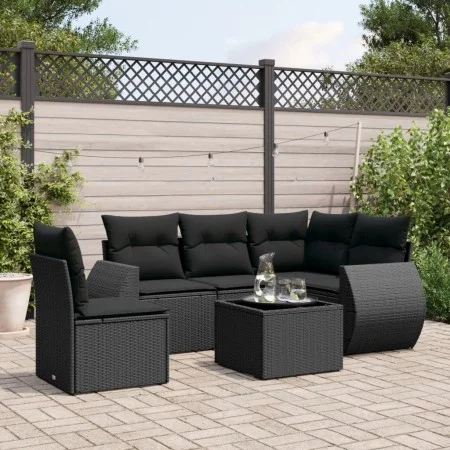 6-piece garden sofa set with black synthetic rattan cushions by , Garden sets - Ref: Foro24-3253712, Price: 397,35 €, Discoun...