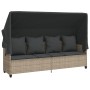 Sun lounger with canopy and light gray synthetic rattan cushions by , Loungers - Ref: Foro24-368358, Price: 268,77 €, Discoun...