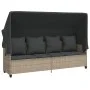 Sun lounger with canopy and light gray synthetic rattan cushions by , Loungers - Ref: Foro24-368358, Price: 264,41 €, Discoun...