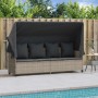 Sonnenliege mit Stoffverdeck und Kissen Kunstrattan hellgrau von , Liegen - Ref: Foro24-368358, Preis: 268,77 €, Rabatt: %