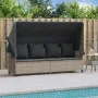 Sun lounger with canopy and light gray synthetic rattan cushions by , Loungers - Ref: Foro24-368358, Price: 264,41 €, Discoun...