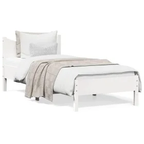Solid white pine wood bed frame 90x190 cm by , Beds and slatted bases - Ref: Foro24-844754, Price: 92,00 €, Discount: %