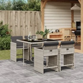 5 Stück Garten Esszimmer Set Kissen synthetisches Rattan hellgrau von , Gartensets - Ref: Foro24-3211079, Preis: 336,97 €, Ra...