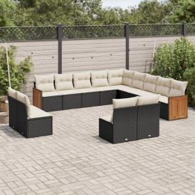 Set de sofás de jardín y cojines 13 pzas ratán sintético negro de , Conjuntos de jardín - Ref: Foro24-3260565, Precio: 776,92...