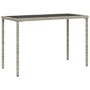 Garden table with light gray PE rattan surface glass top 115x54x74 cm by , Garden tables - Ref: Foro24-365079, Price: 62,13 €...