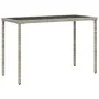Garden table with light gray PE rattan surface glass top 115x54x74 cm by , Garden tables - Ref: Foro24-365079, Price: 74,35 €...