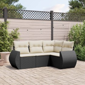 4-piece garden sofa set with black synthetic rattan cushions by , Garden sets - Ref: Foro24-3253643, Price: 297,82 €, Discoun...