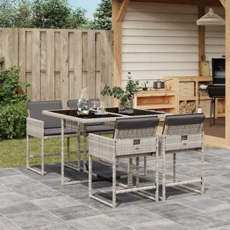 Set comedor de jardín 5 pzas cojines ratán sintético gris claro de , Conjuntos de jardín - Ref: Foro24-3211259, Precio: 309,9...