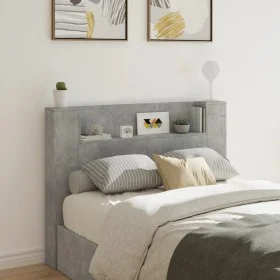 Bettkopfteil in Betongrau mit LED-Licht, 140 x 16,5 x 103,5 cm von , Kopf- und Fußteile - Ref: Foro24-839248, Preis: 78,82 €,...
