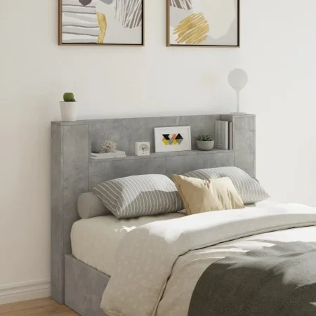 Concrete gray bed headboard with LED light 140x16.5x103.5 cm by , Headboards and footboards - Ref: Foro24-839248, Price: 78,8...