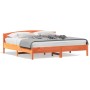 Bed frame with wax brown pine wood headboard 200x200 cm by , Beds and slatted bases - Ref: Foro24-3216190, Price: 233,07 €, D...