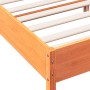 Bed frame with wax brown pine wood headboard 150x200 cm by , Beds and slatted bases - Ref: Foro24-3216199, Price: 206,33 €, D...