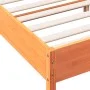 Bed frame with wax brown pine wood headboard 150x200 cm by , Beds and slatted bases - Ref: Foro24-3216199, Price: 203,72 €, D...