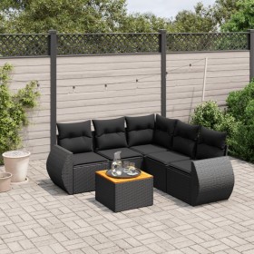 6-piece garden sofa set and black synthetic rattan cushions by , Garden sets - Ref: Foro24-3257329, Price: 405,54 €, Discount: %