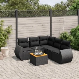 6-teiliges Gartensofa-Set und schwarze synthetische Rattankissen von , Gartensets - Ref: Foro24-3257329, Preis: 386,49 €, Rab...