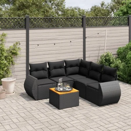 6-piece garden sofa set and black synthetic rattan cushions by , Garden sets - Ref: Foro24-3257329, Price: 386,49 €, Discount: %