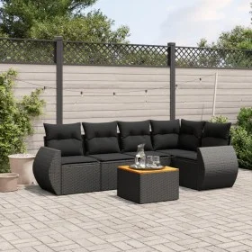 6-teiliges Gartensofa-Set und schwarze synthetische Rattankissen von , Gartensets - Ref: Foro24-3257322, Preis: 386,49 €, Rab...