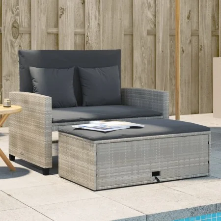 Garden sofa with cushions 2 seater light gray synthetic rattan by , Outdoor sofas - Ref: Foro24-365137, Price: 264,94 €, Disc...