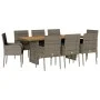 Garden dining set 9 pieces and gray synthetic rattan cushions by , Garden sets - Ref: Foro24-3213513, Price: 641,88 €, Discou...