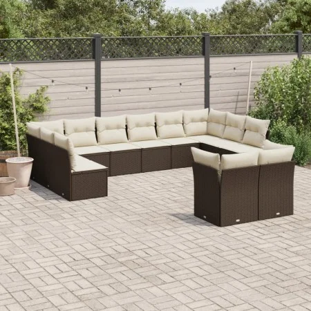Garden sofa and cushion set 12 pieces brown synthetic rattan by , Garden sets - Ref: Foro24-3218433, Price: 775,49 €, Discoun...