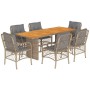 7-teiliges Garten-Essset mit beigen Kissen aus synthetischem Rattan von , Gartensets - Ref: Foro24-3212078, Preis: 798,48 €, ...