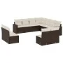 Gartensofa-Set 11-teilig mit braunen synthetischen Rattankissen von , Modulare Sofas für den Außenbereich - Ref: Foro24-32514...