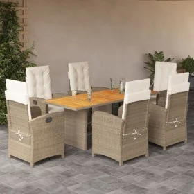 7-piece garden dining set with beige synthetic rattan cushions by , Garden sets - Ref: Foro24-3212508, Price: 990,64 €, Disco...
