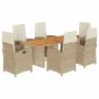 7-piece garden dining set with beige synthetic rattan cushions by , Garden sets - Ref: Foro24-3212508, Price: 990,64 €, Disco...