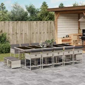 Garden dining set and cushions 15 pieces light gray synthetic rattan by , Garden sets - Ref: Foro24-3211355, Price: 922,12 €,...