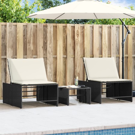 Sun loungers with table 2 units black synthetic rattan by , Loungers - Ref: Foro24-368422, Price: 135,22 €, Discount: %