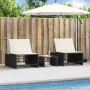 Sun loungers with table 2 units black synthetic rattan by , Loungers - Ref: Foro24-368422, Price: 135,22 €, Discount: %
